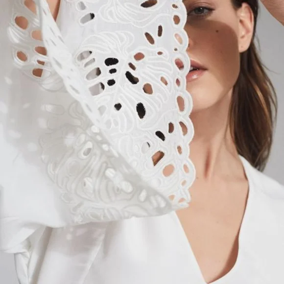 NWT REISS | Cecile Lace Cut-out Blouse - Picture 5 of 6